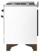 Ilve® Majestic III 48" White Pro Style Dual Fuel Natural Gas Range with Solid Door and Burnished Trim-4