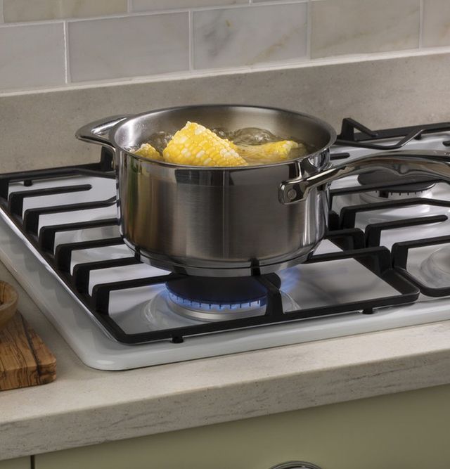 GE® 30" White Built-In Gas Cooktop with Dishwasher-Safe Grates-4