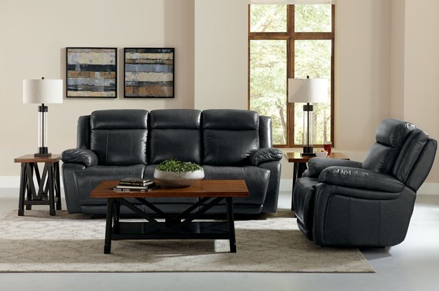 Bassett® Furniture Club Level Evo Graphite Leather Power Reclining Sofa-3