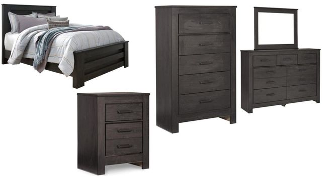 Signature Design by Ashley® Brinxton 5-Piece Charcoal King Panel Bed Set-0