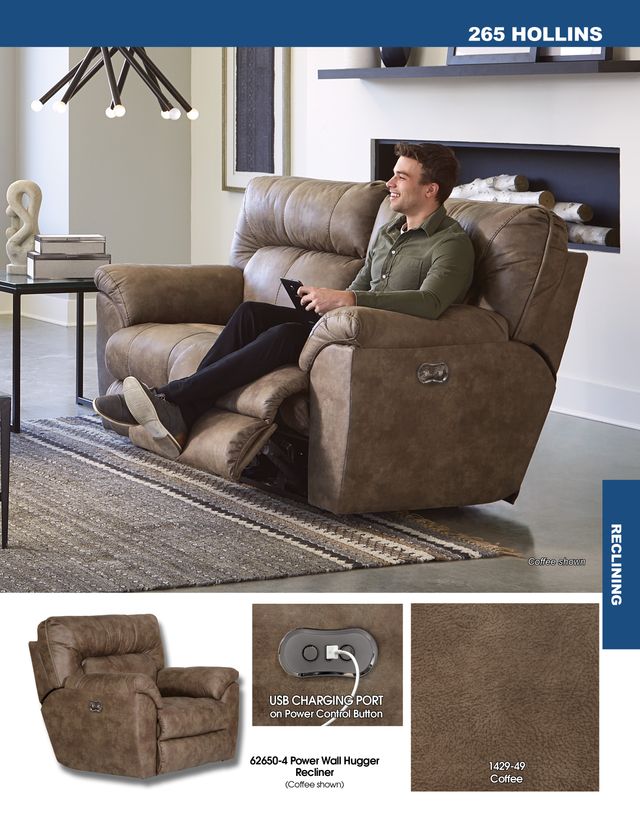 iAmerica Collins Coffee Power Wall Hugger Recliner-62650-4 1429-49-3