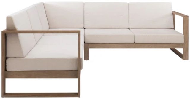 Linon Brinley Beige/Natural Brown Eucalyptus/Fabric Outdoor Sectional-3