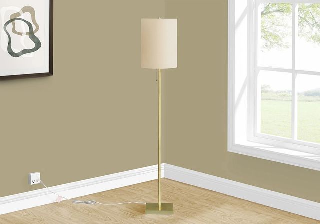 Monarch Specialties Inc. Brass Floor Lamp with Square Base-2