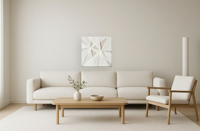Classy Living Timeless Textured Luxe White Geo Canvas Wall Art-1