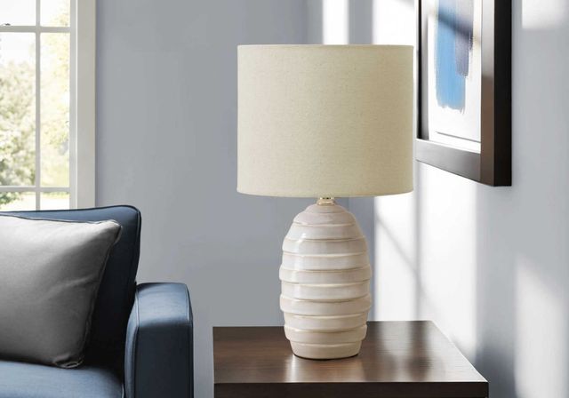 Monarch Specialties Inc. Ivory Ceramic/Beige Shade Table Lamp -2