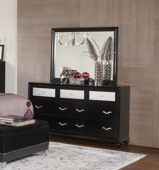 Coaster® Barzini 4-Piece Black/Grey Queen Upholstered Bedroom Set-7