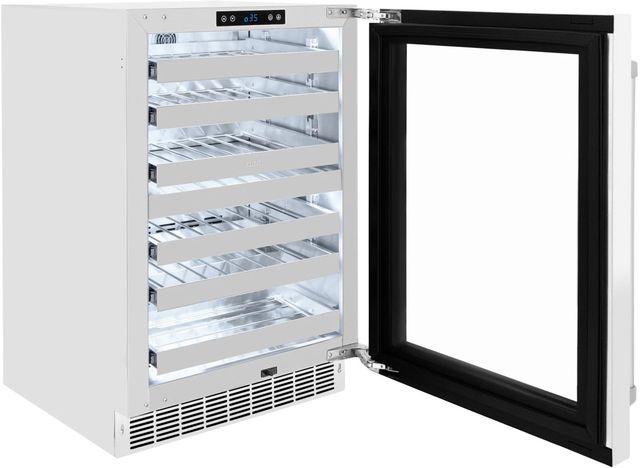 ZLINE Touchstone 24" 4.8 Cu. Ft. Stainless Steel Wine Cooler with White Matte Glass Door-3