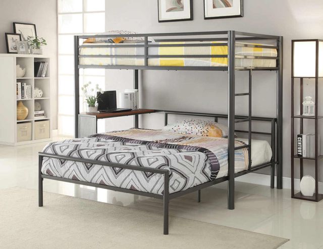 Coaster® Fisher 2-Piece Gunmetal Twin/Full Workstation Loft Bed Set