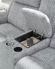 Benchcraft® Buntington Pewter Double Manual Reclining Loveseat with Console-3