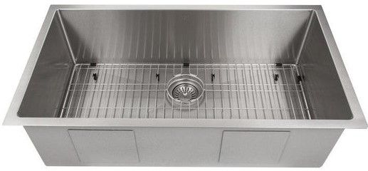 ZLINE Meribel 36" Satin Stainless Steel Undermount Single Bowl Kitchen Sink with Bottom Grid-1