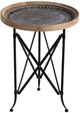 A & B Home Round Brown Side Table with Black Metal Frame -1