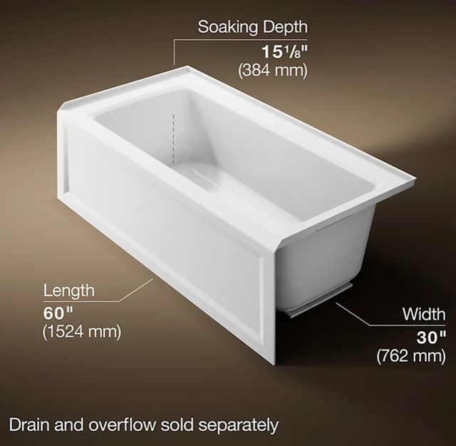 KOHLER® Archer® White 60" x 30" Alcove Bath - Right Drain-3