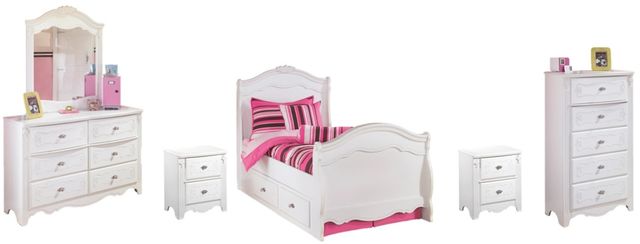  Signature Design by Ashley® Exquisite 6-Piece White Twin Storage Sleigh Bed Set-0