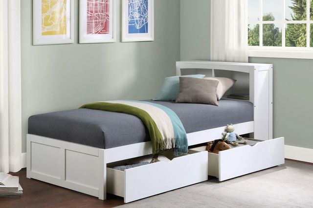 Homelegance® Galen White Youth Twin Platform Bookcase Storage Bed-1