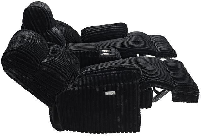Elements International Admiral Black Power Motion Loveseat with Console-4