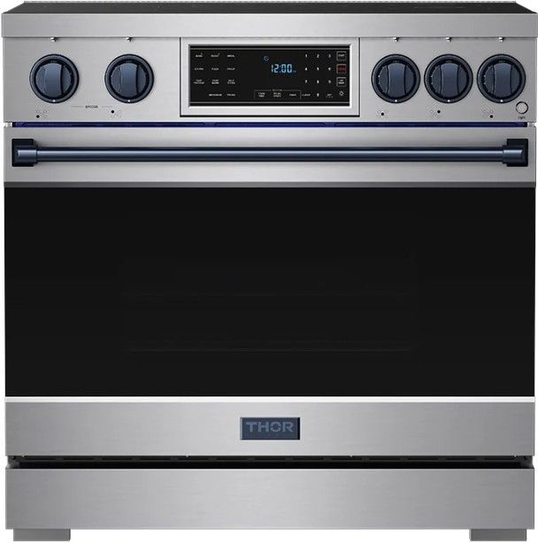 Thor Kitchen® Gordon Ramsay Collection 36" Stainless Steel Pro Style Induction Range with Tilt Panel Touch Control and Blue Trim-0