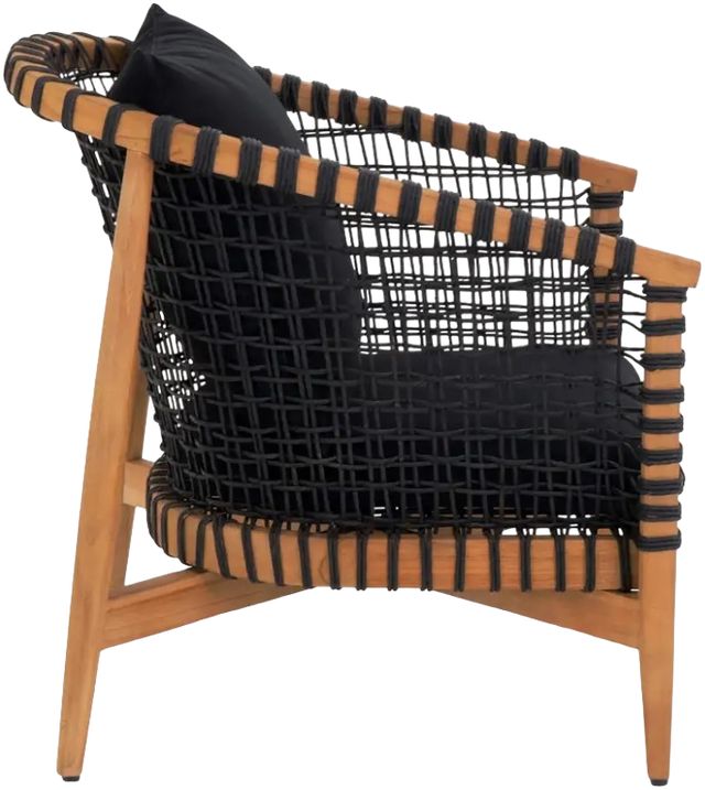 Moe's Home Collection Kuna Natural Teak Outdoor Lounge Chair with Black Fabric Cushions-2