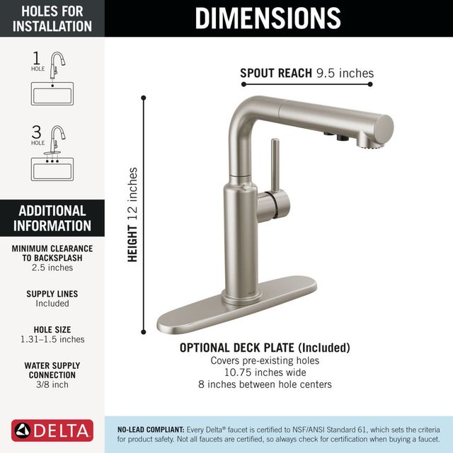 Delta Daneri™ Stainless Single Handle Pull-Out Kitchen Faucet-2