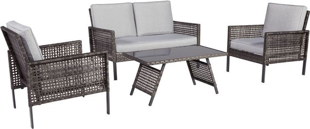 Signature Design by Ashley® Lainey 4-Piece Brown/Grey Outdoor Gathering Set-0
