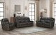 BarcaLounger® Leon Matteo Smokey Gray Leather Power Reclining Loveseat-2