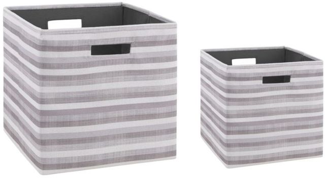 Linon Galli Set of Two Grey Stripe Storage Bins-0