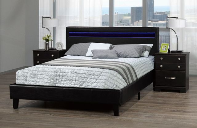 Brassex Inc. Dhara Black Queen Platform Bed-2