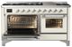 Ilve® Majestic III 60" Antique White Pro Style Dual Fuel Liquid Propane Range with Triple Glass Door and Chrome Trim-3