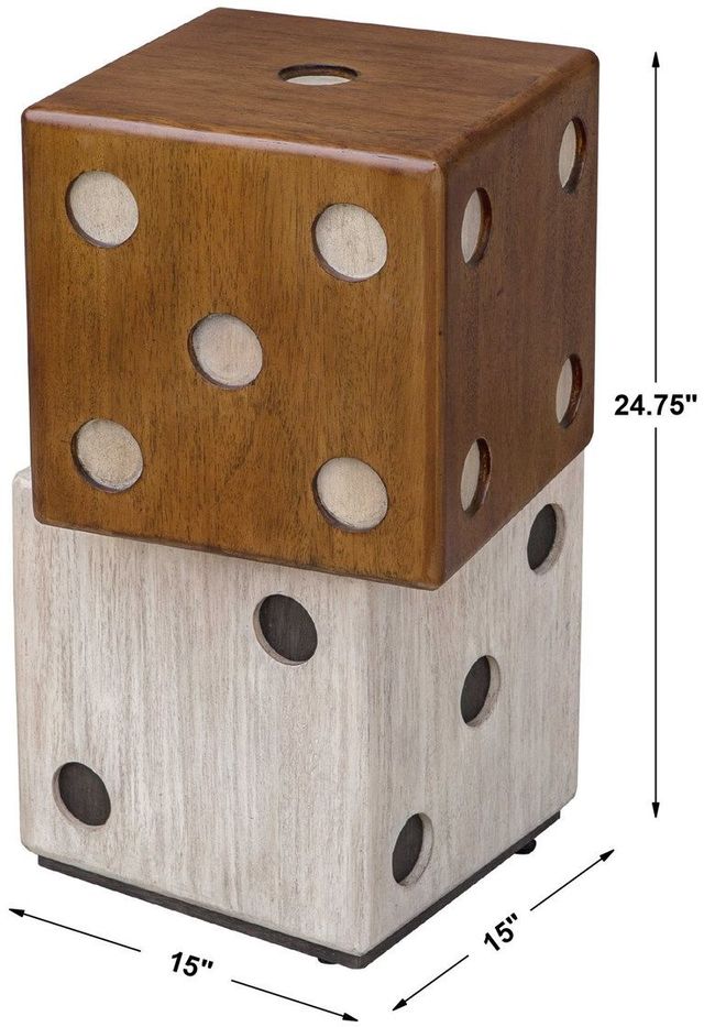 Uttermost® Roll The Dice Natural Accent Table with Whitewashed Base-1