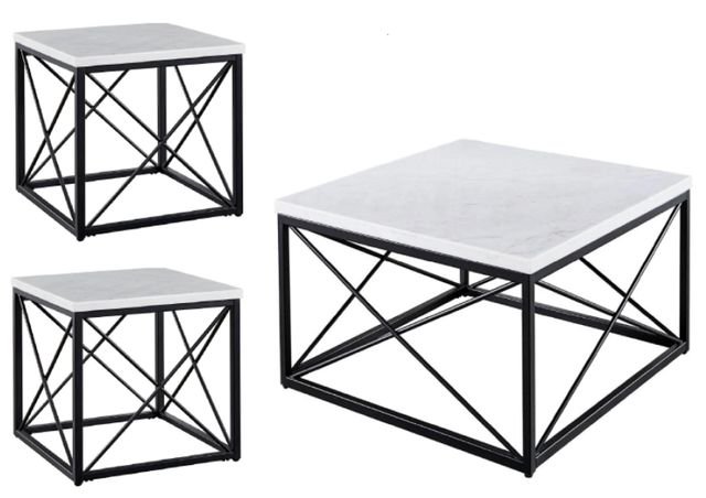 Steve Silver Co. Skyler 3-Piece White Occasional Table Set with Black Base-0