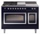 Ilve® Nostalgie II Noblesse 48'' Midnight Blue Pro Style Dual Fuel Range with Chrome Trim-0
