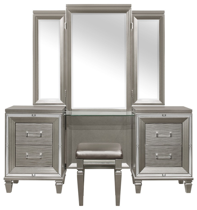 Homelegance® Tamsin Silver-Gray Metallic Vanity with Mirror-2