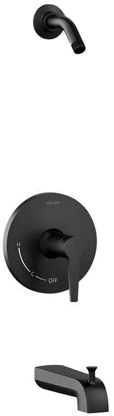 KOHLER® Pitch® Rite-Temp® Matte Black Bath and Shower Trim Kit-0