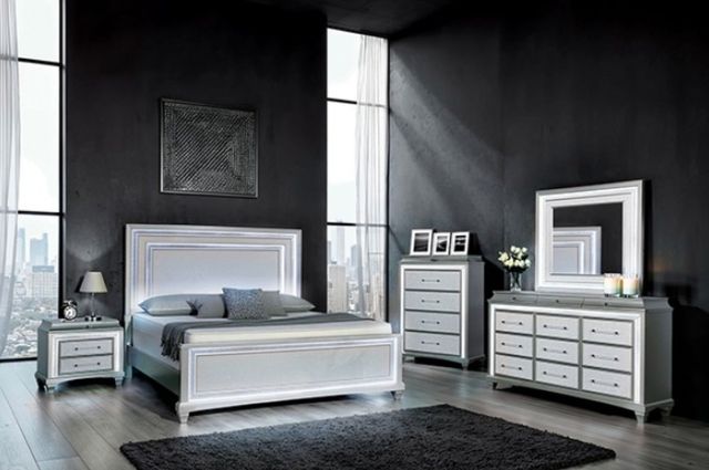 Furniture of America® Galea 4-Piece Gray Queen Bedroom Set-1