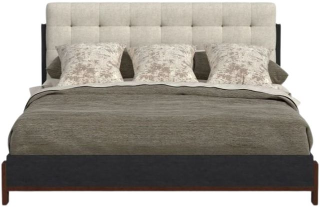 Flexsteel® Waterfall Ebony Queen Upholstered Panel Bed-1