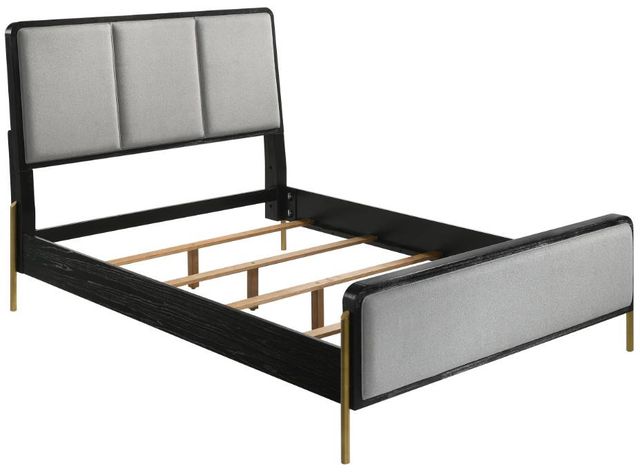 Coaster® Arini Black/Grey Queen Panel Bed with Upholstered Headboard-1