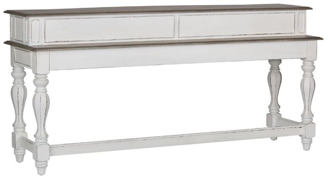 Liberty Furniture Magnolia Manor Weathered Bark Console Bar Table with Antique White Base-0