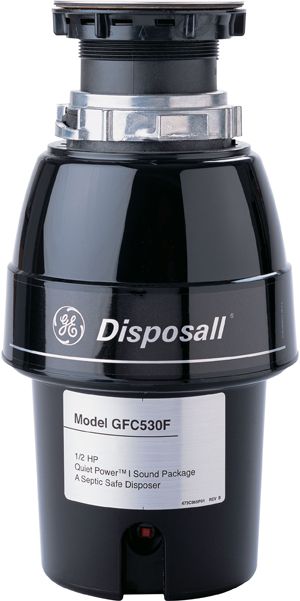 GE 1/2 HP Continuous Feed Food Waste Disposer-Black-0