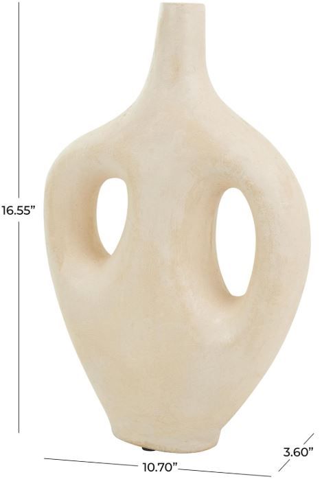 Deco Marche Beige Abstract Double Handle Decorative Vase-3