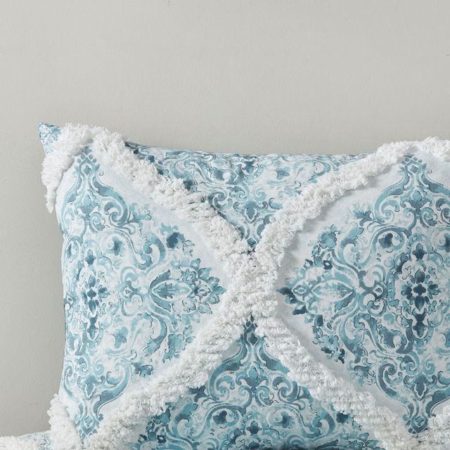 Olliix by Madison Park Rain 5 Piece Cotton Teal King/California King Comforter Set-3