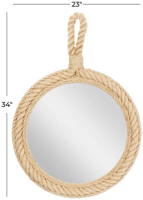 Deco Marche Brown Jute Rope Small Twisted Rope Room Wall Mirror-3
