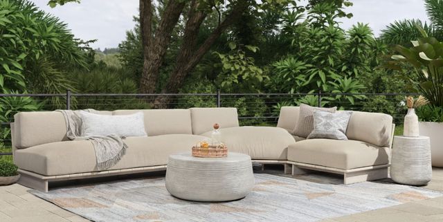 Classic Home Livia 3-Piece Taupe Acrylic Fabric Outdoor Sectional Sofa Set-1