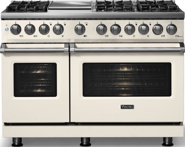Viking® 5 Series 48" Pure White Pro Style Dual Fuel (NG) Range with Polished Chrome Trim-2