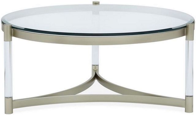 Magnussen Home® Silas Glass Top Round Cocktail Table with Platinum Acrylic Base-0
