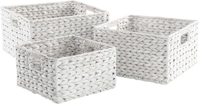 Signature Design by Ashley® Elian 3-Piece Antique White Basket Set-0