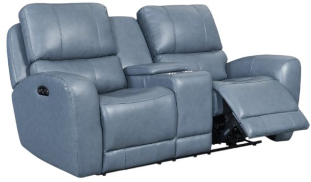 Leather Italia™ Cambria Bel Air Persian Blue Power Reclining Loveseat with Console-0