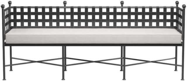 Sunset West Provence Canvas White/Century Pewter Iron Outdoor Bench-1
