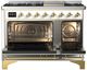 Ilve® Majestic III 48" White Pro Style Dual Fuel Liquid Propane Range with Griddle and Brass Trim-1