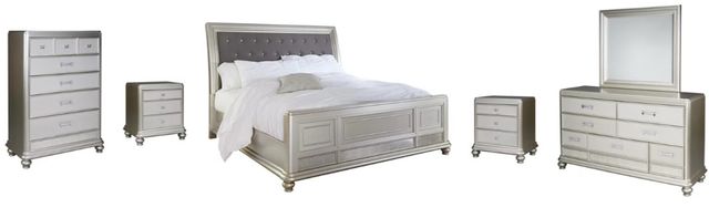 Signature Design by Ashley® Coralayne 6-Piece Silver King Sleigh Bed Set-0