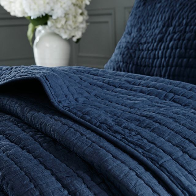 Olliix by Madison Park Signature Serene Blue Full/Queen Cotton Hand Quilted Coverlet Set-4