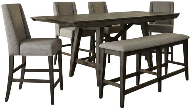 Liberty Furniture Double Bridge 6-Piece Dark Chestnut/Gray Optional Gathering Table Set-0